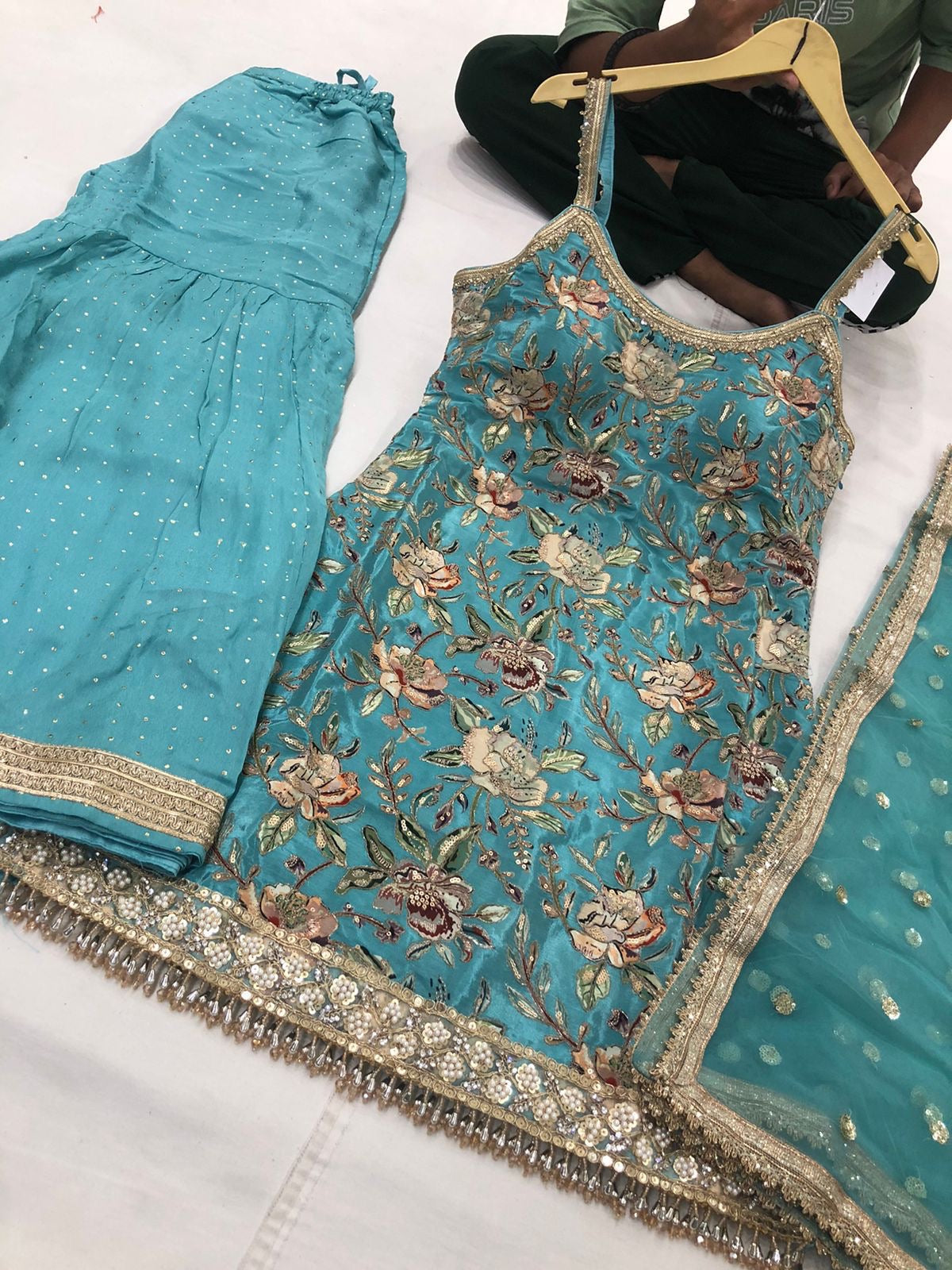 Radiant Floral Upada Silk Sharara Set