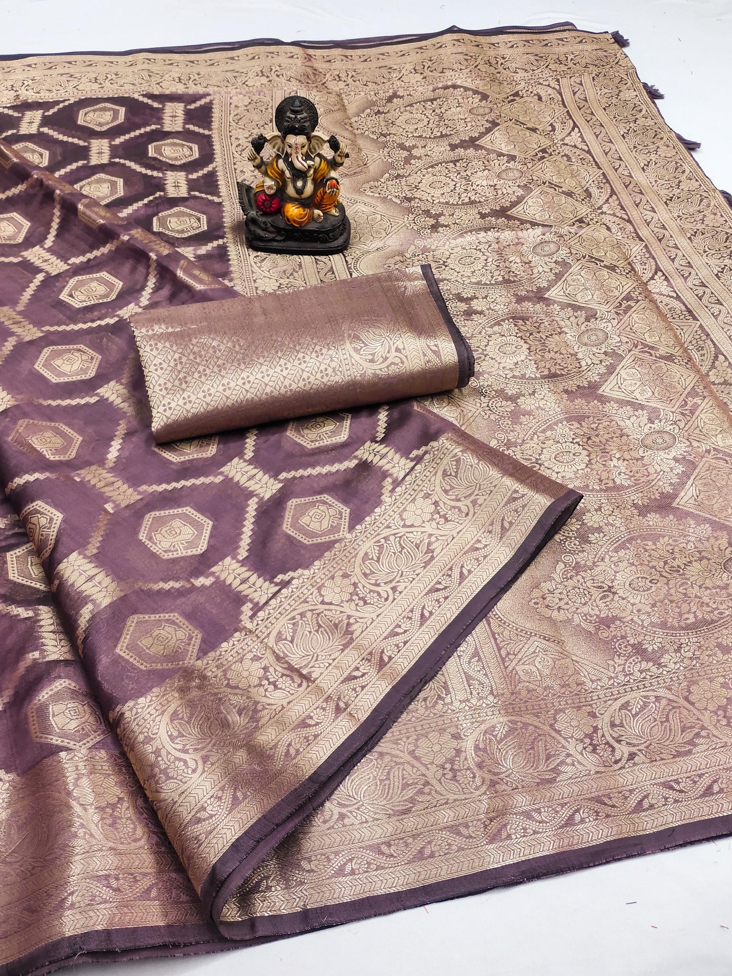 Organza Banarasi Silk Saree (Unstitched)