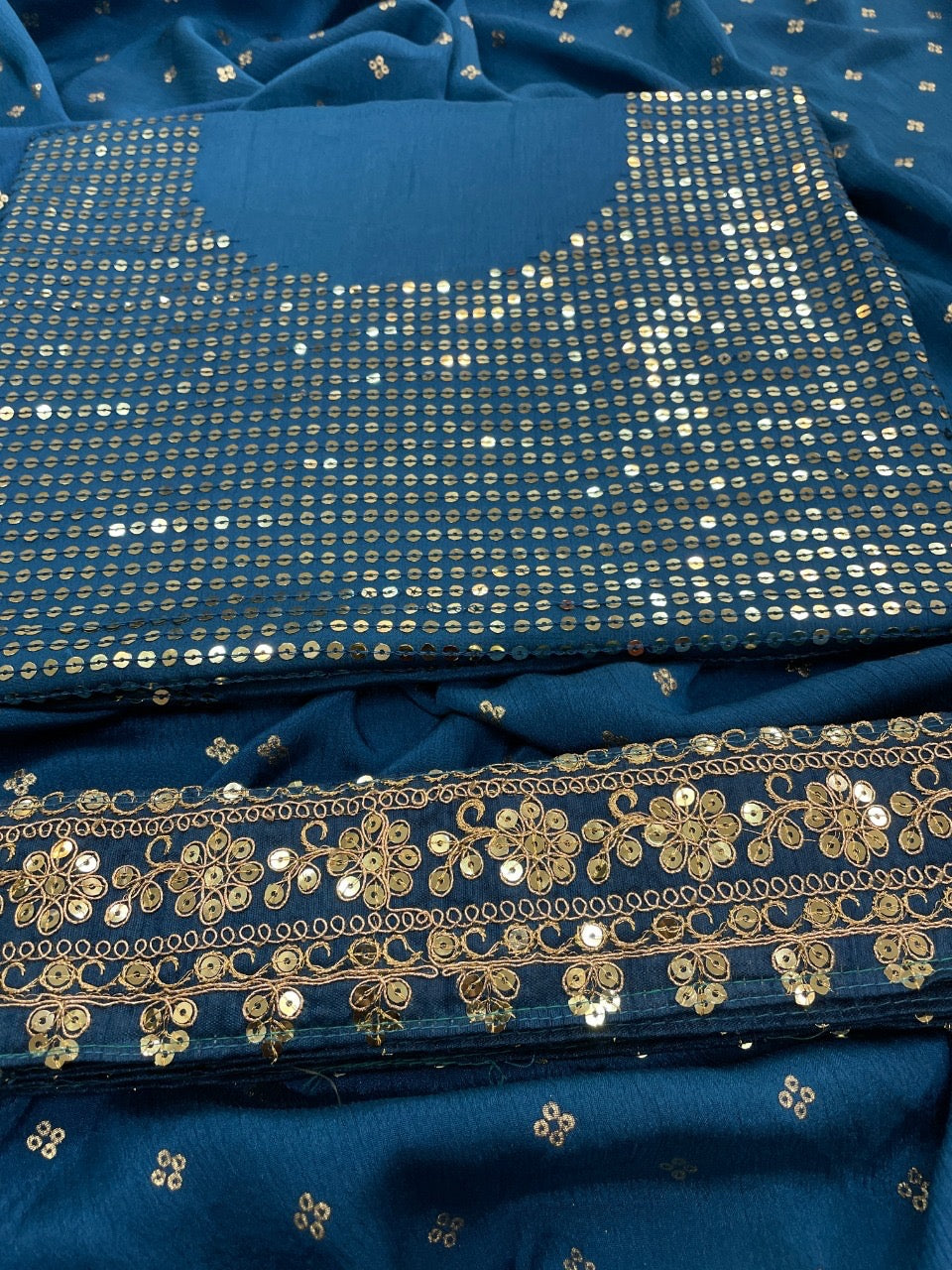 Zomato Silk Saree with Gold Embroidery & Sequins
