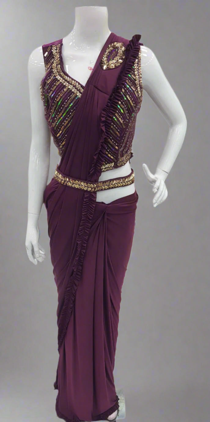 Elegant Lycra Saree (Ready-Made)