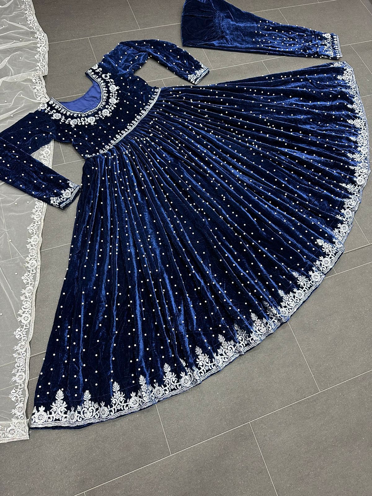 Blue Viscose Anarkali Suit