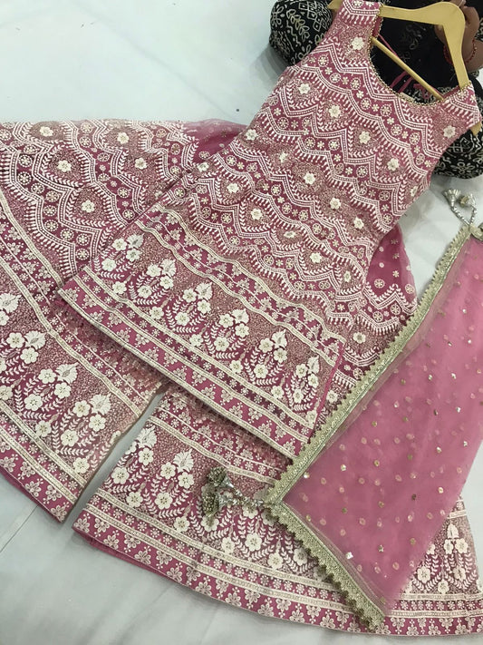 Palazzo Set with White Embroidery