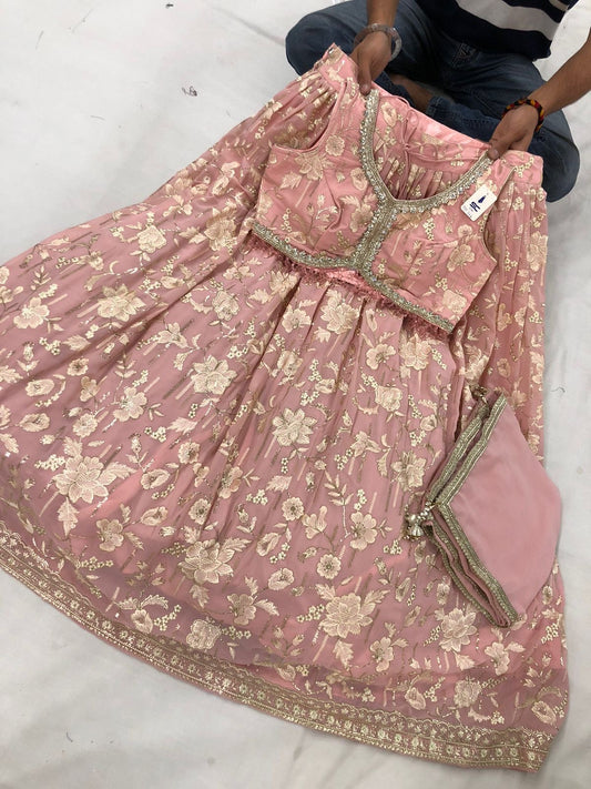 Pastel Lehenga with Zari Florals