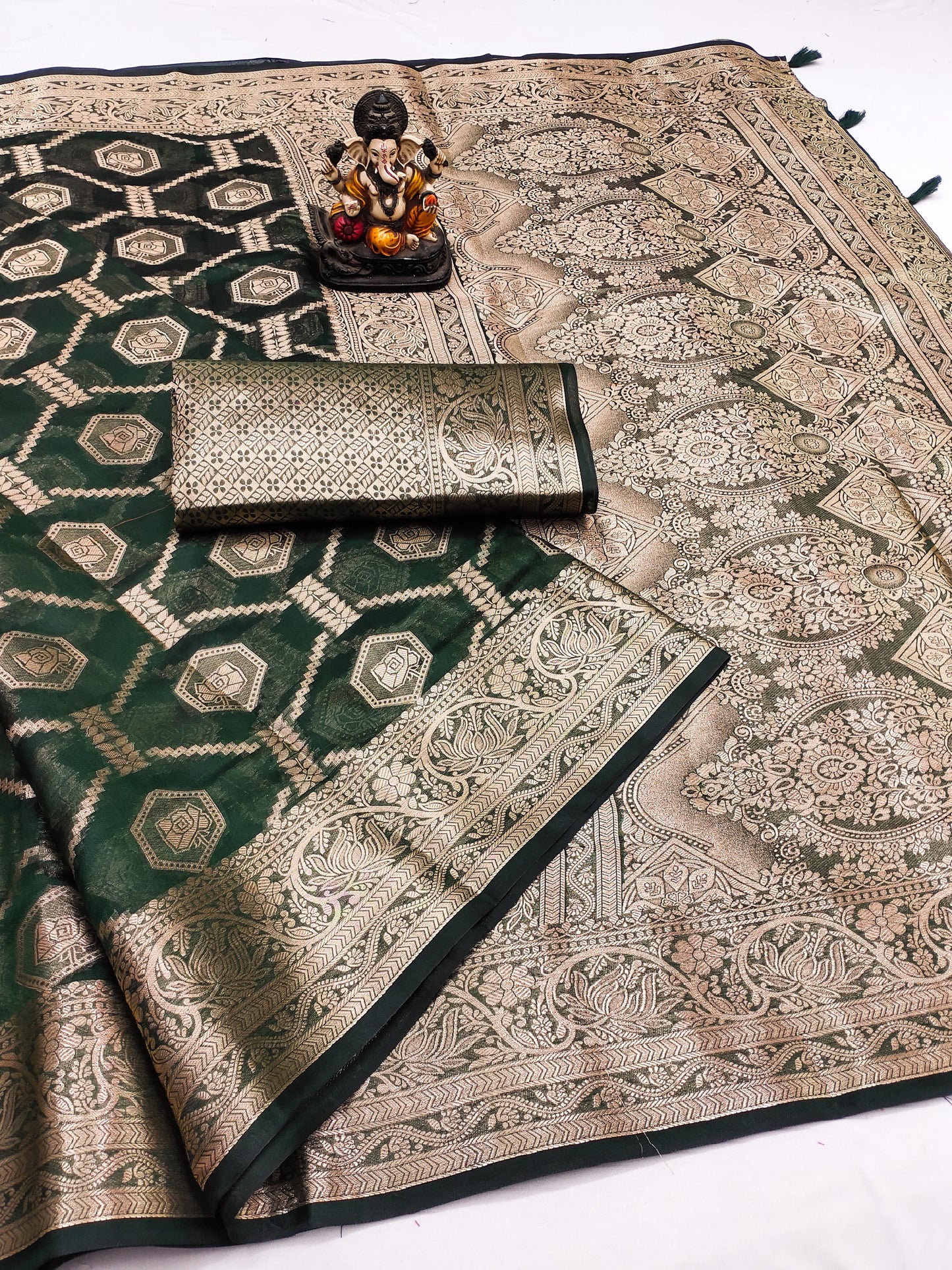 Organza Banarasi Silk Saree (Unstitched)