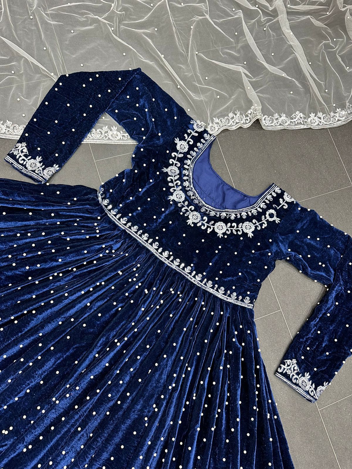 Blue Viscose Anarkali Suit