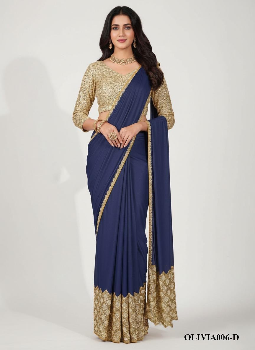 Golden Glamour Ready-Made Saree