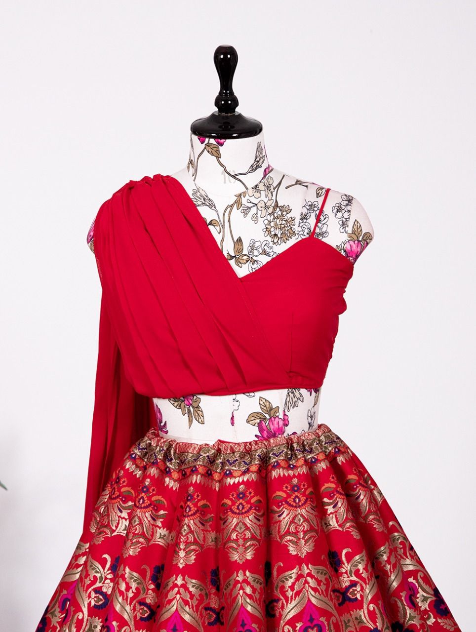 Banarasi Silk Semi-Stitched Lehenga Set