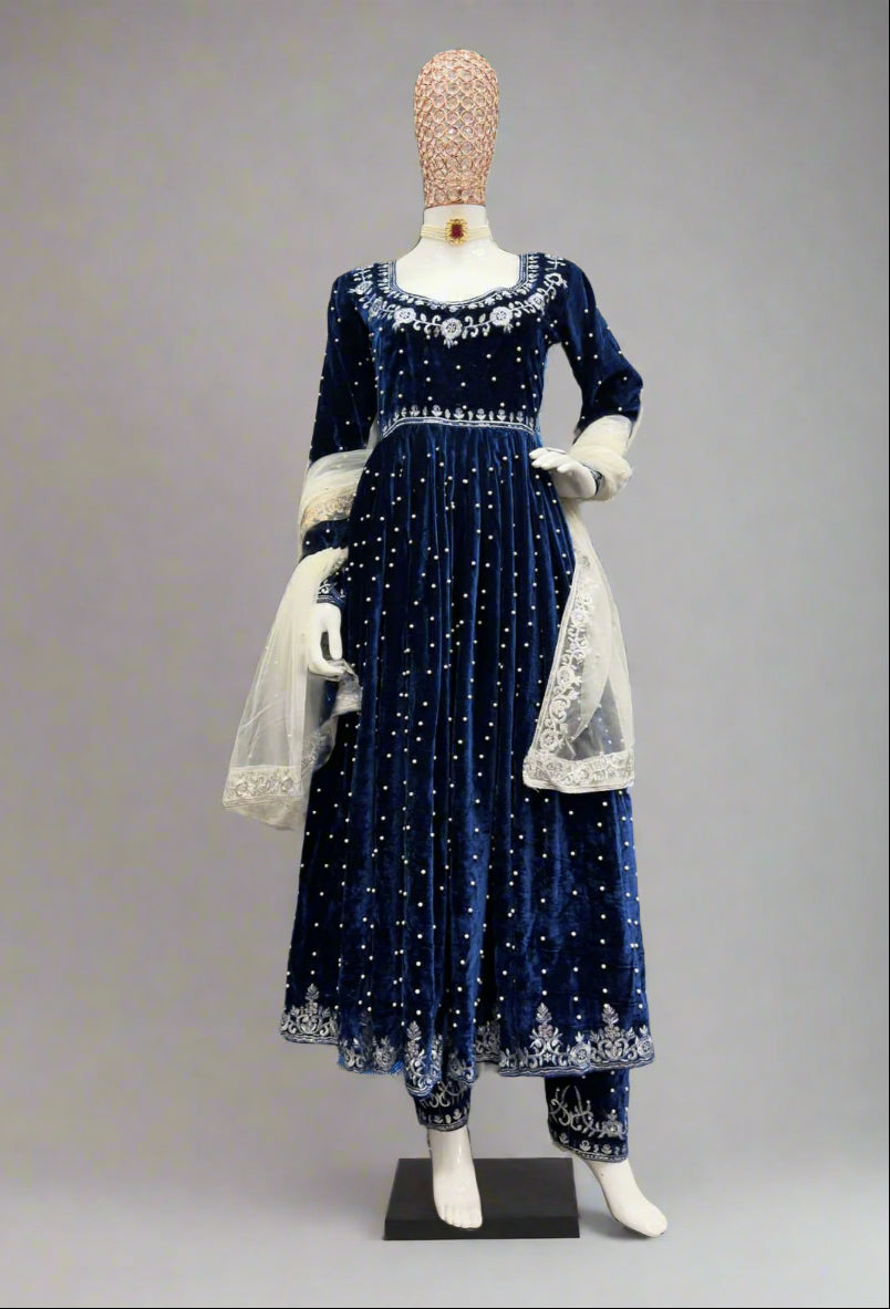 Blue Viscose Anarkali Suit