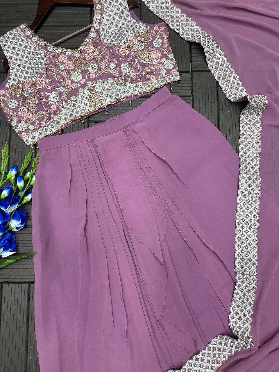 Mauve Muse Layered Pant & Shrug Set