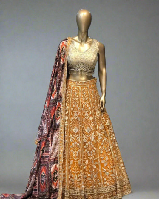 Majestic Mustard & Gold Embroidered Lehenga Set