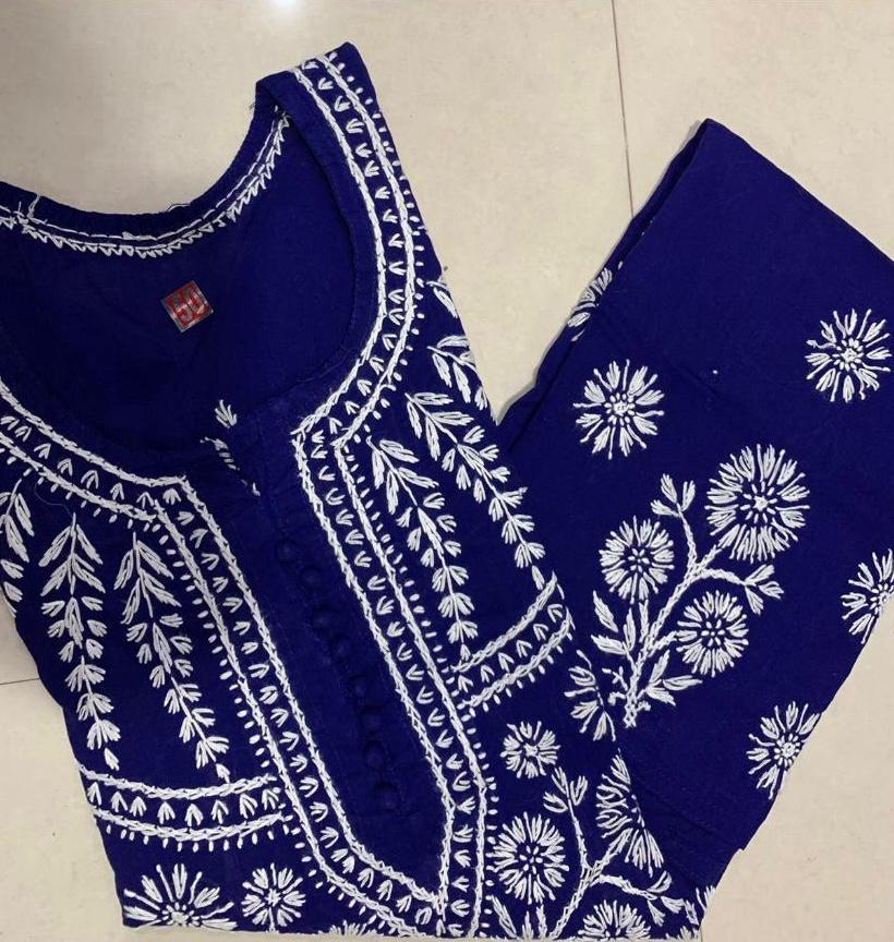 Cotton Kurti Set with Chikankari Work