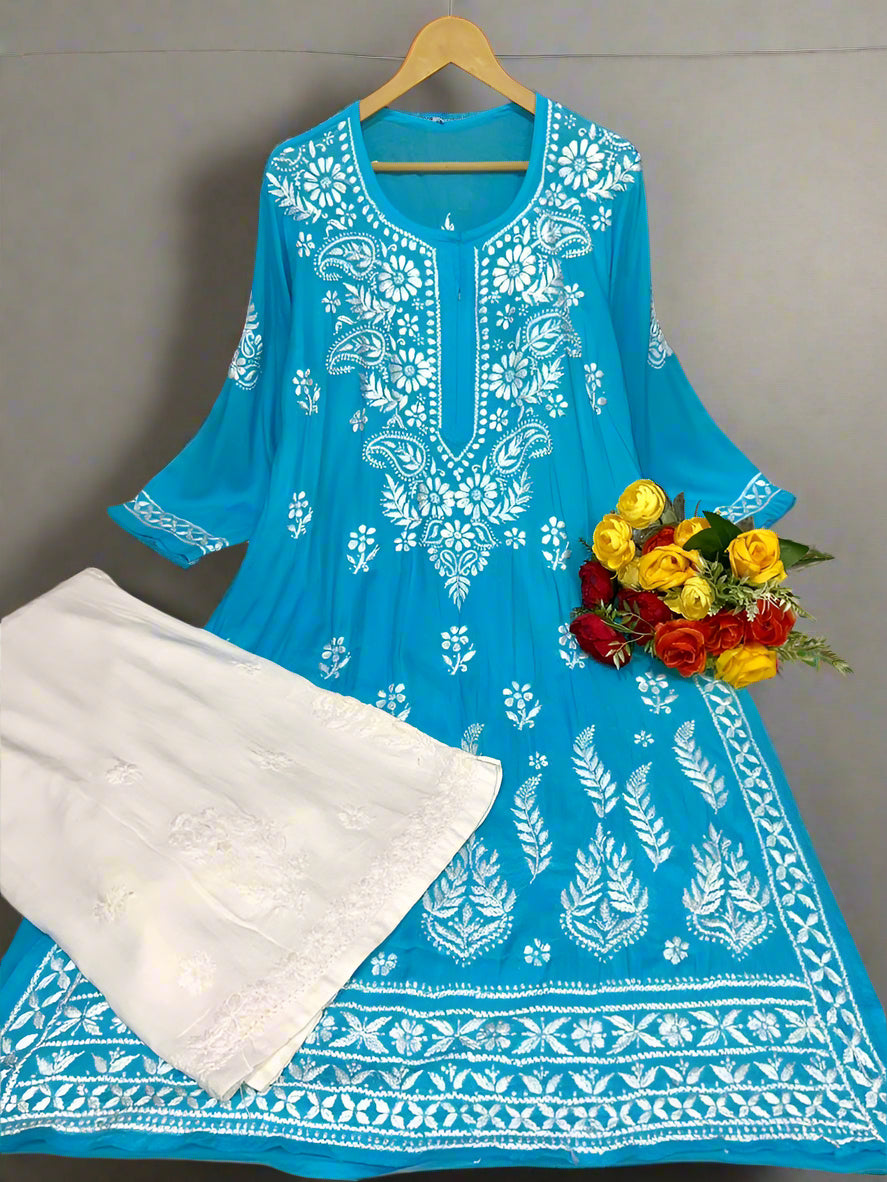 Soft Cotton Kurti with Lucknowi Chikankari Handwork