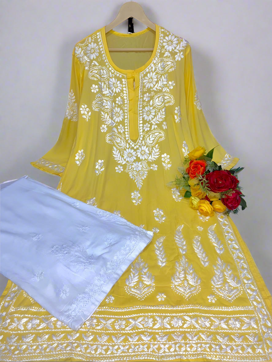 Soft Cotton Kurti with Lucknowi Chikankari Handwork