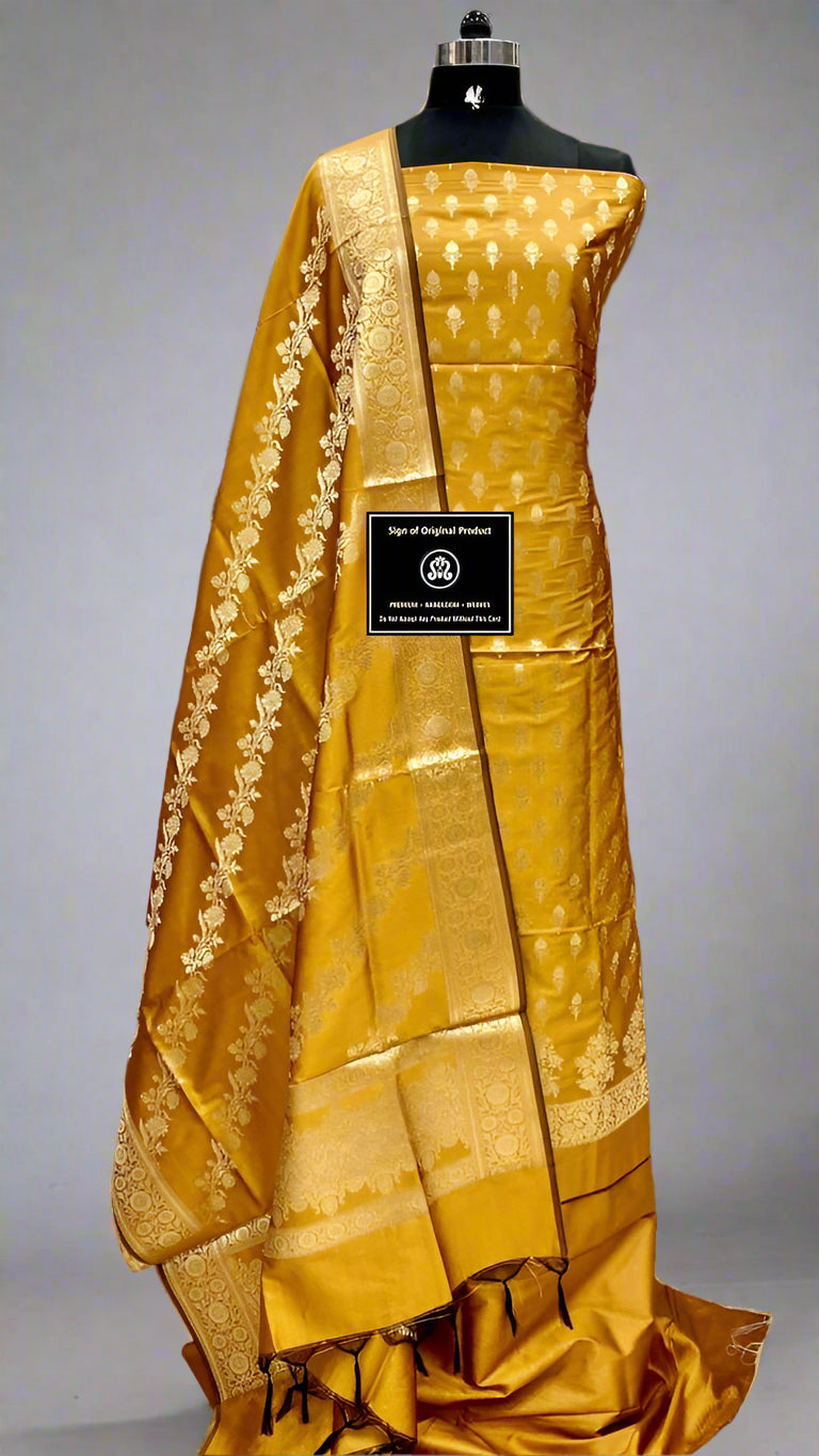 Luxurious Unstitched Banarasi Katan Silk 3-Piece Shalwar Suit