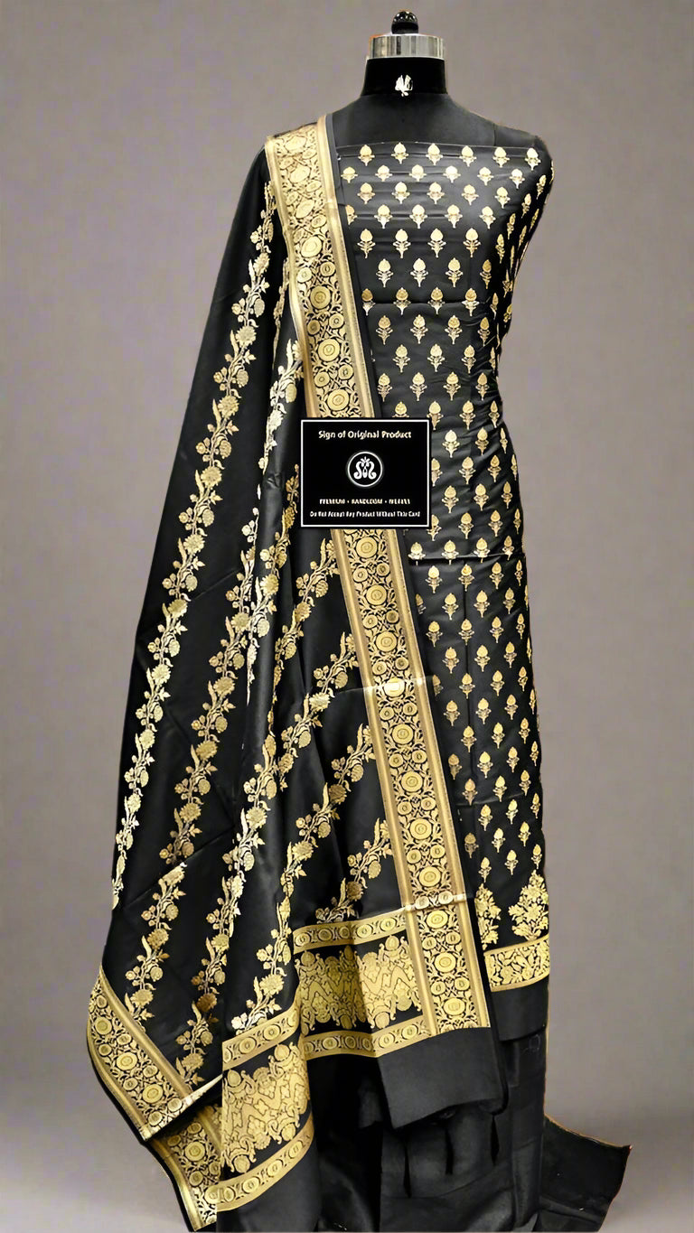 Luxurious Unstitched Banarasi Katan Silk 3-Piece Shalwar Suit