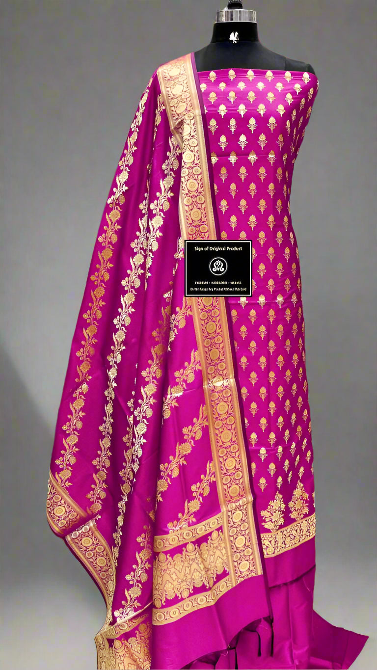 Luxurious Unstitched Banarasi Katan Silk 3-Piece Shalwar Suit