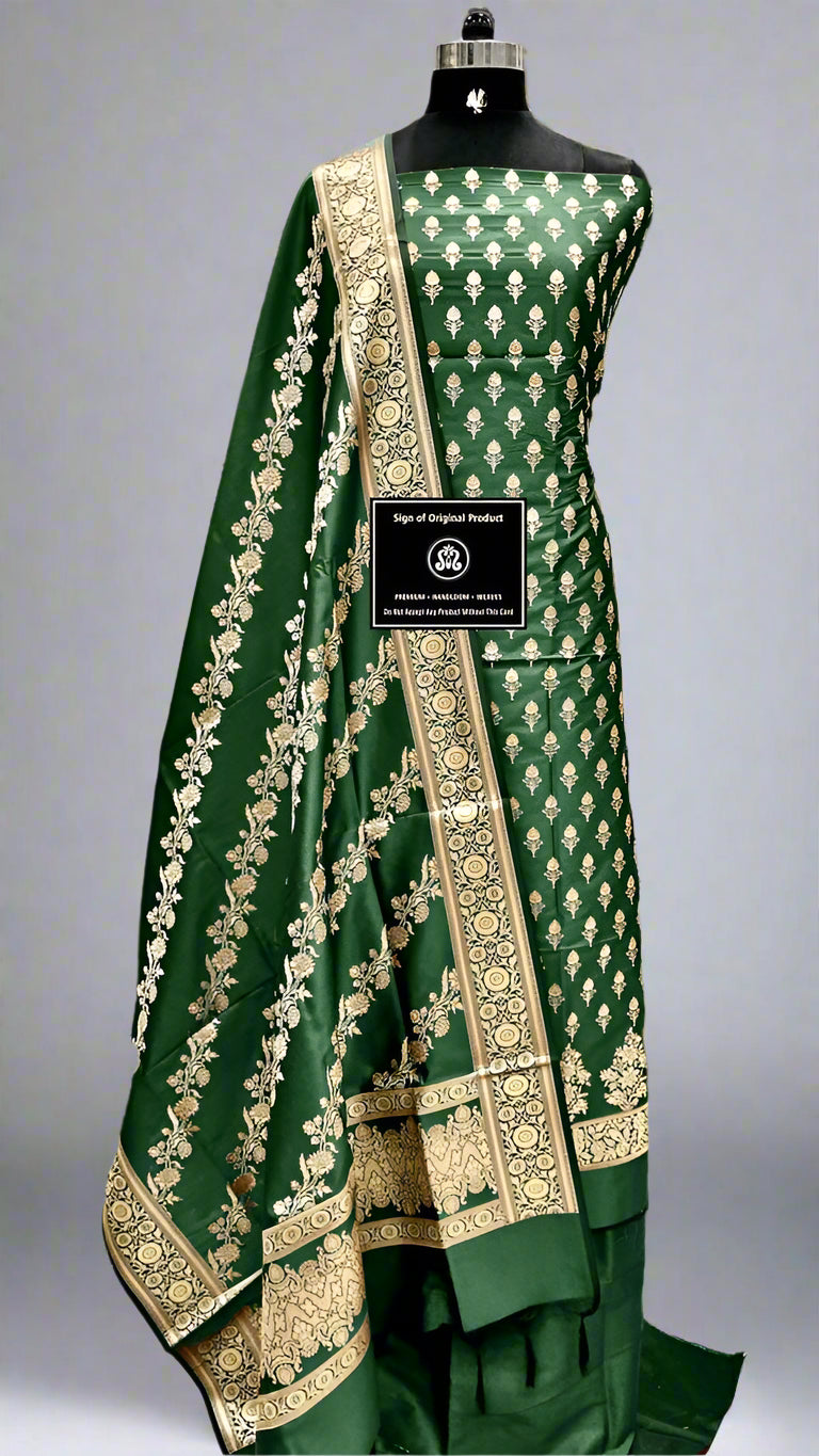 Luxurious Unstitched Banarasi Katan Silk 3-Piece Shalwar Suit