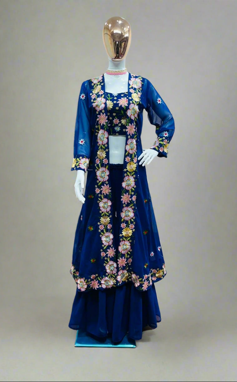 Shararah Shrug Set with Fancy Dhaga Embroidery