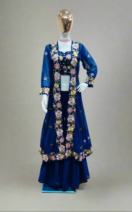 Shararah Shrug Set with Fancy Dhaga Embroidery