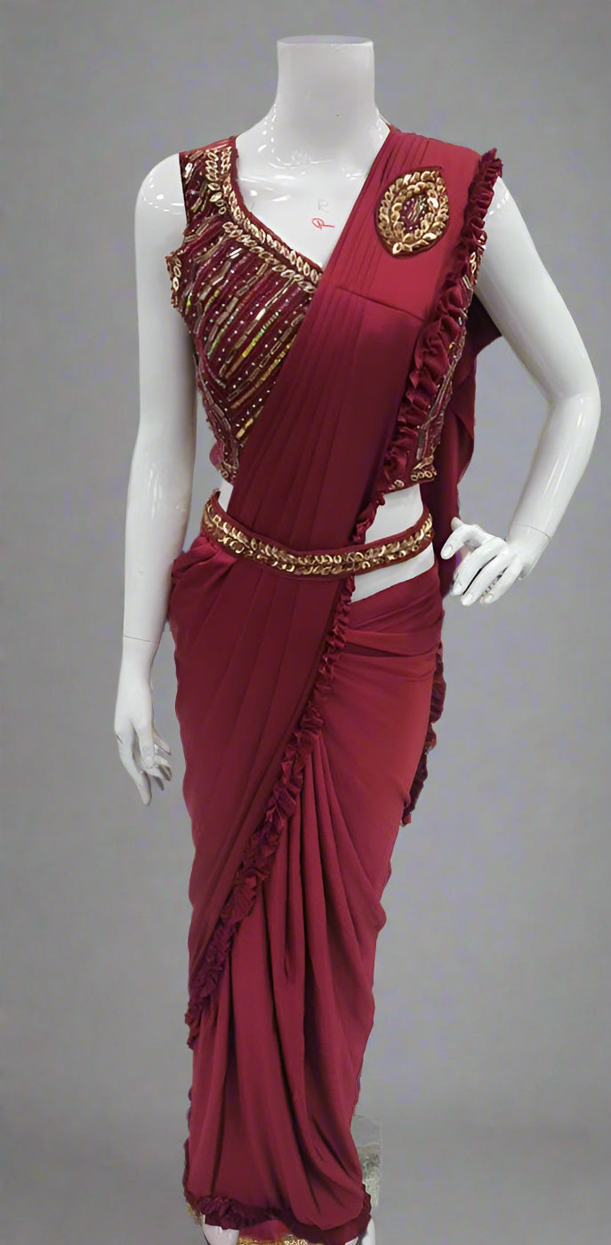 Elegant Lycra Saree (Ready-Made)