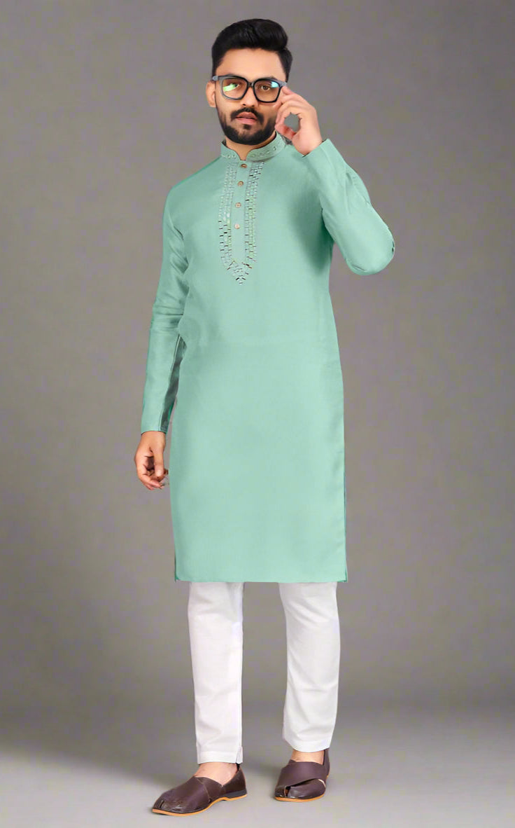 Men’s Silk Kurta with Semi-Cotton Pants