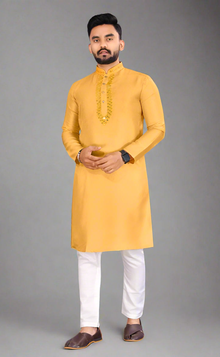 Men’s Silk Kurta with Semi-Cotton Pants