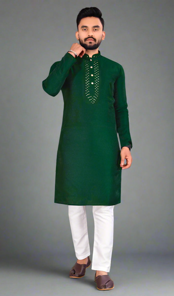 Men’s Silk Kurta with Semi-Cotton Pants