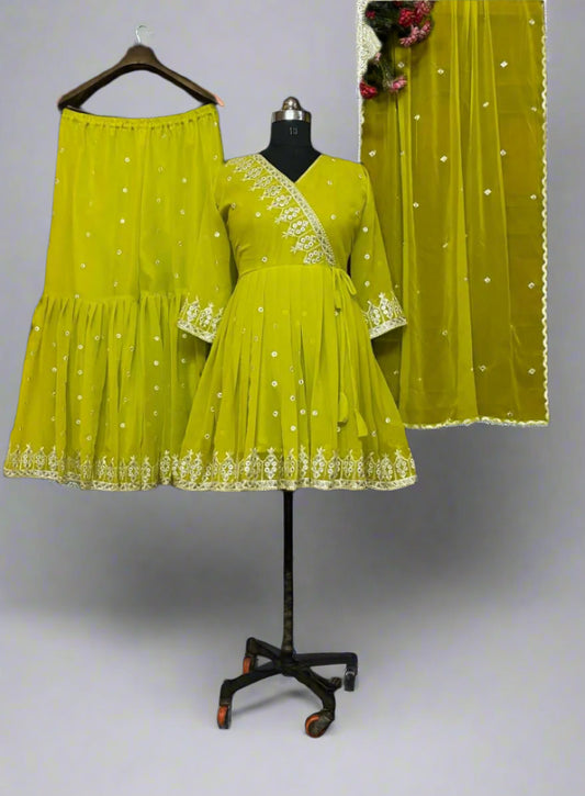 Peplum Shararah Set with Embroidery Work