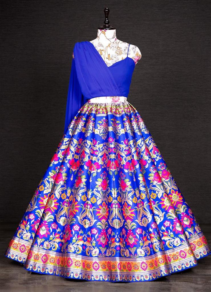 Banarasi Silk Semi-Stitched Lehenga Set