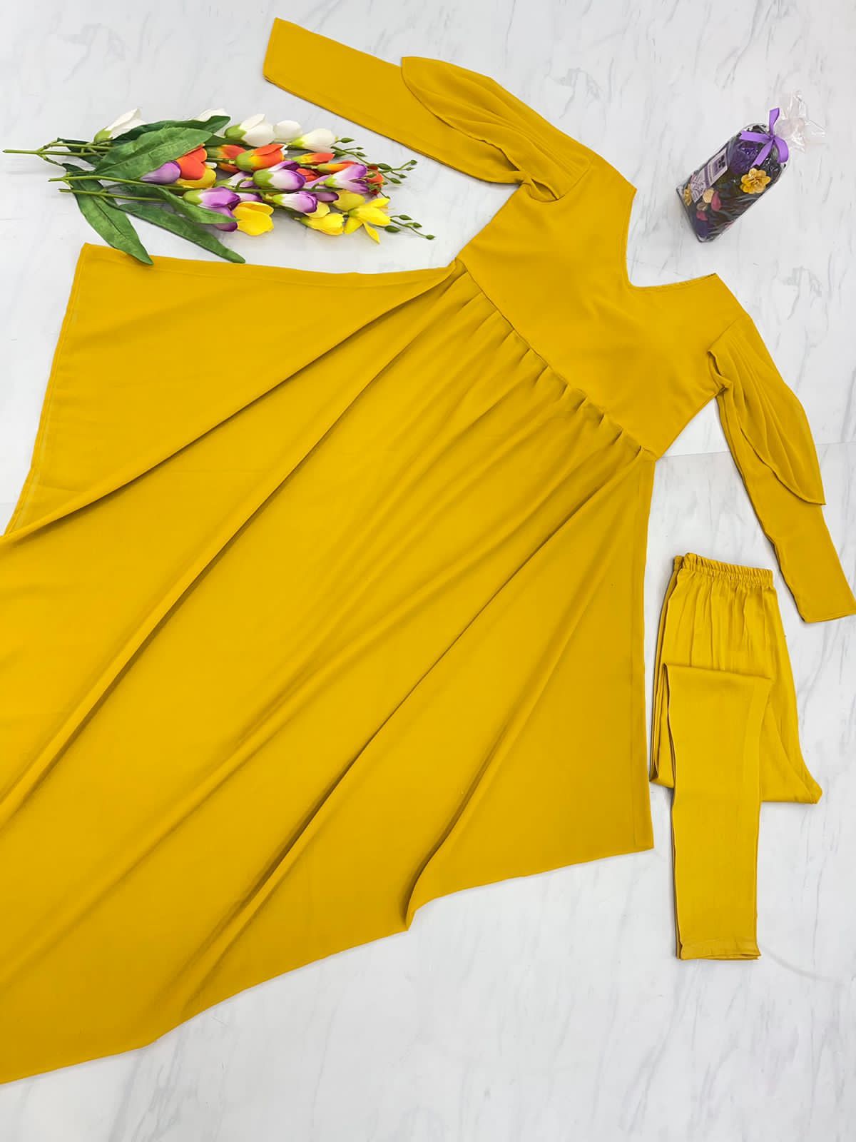 Mutton Sleeve Indo-Western Skinny Pant Set