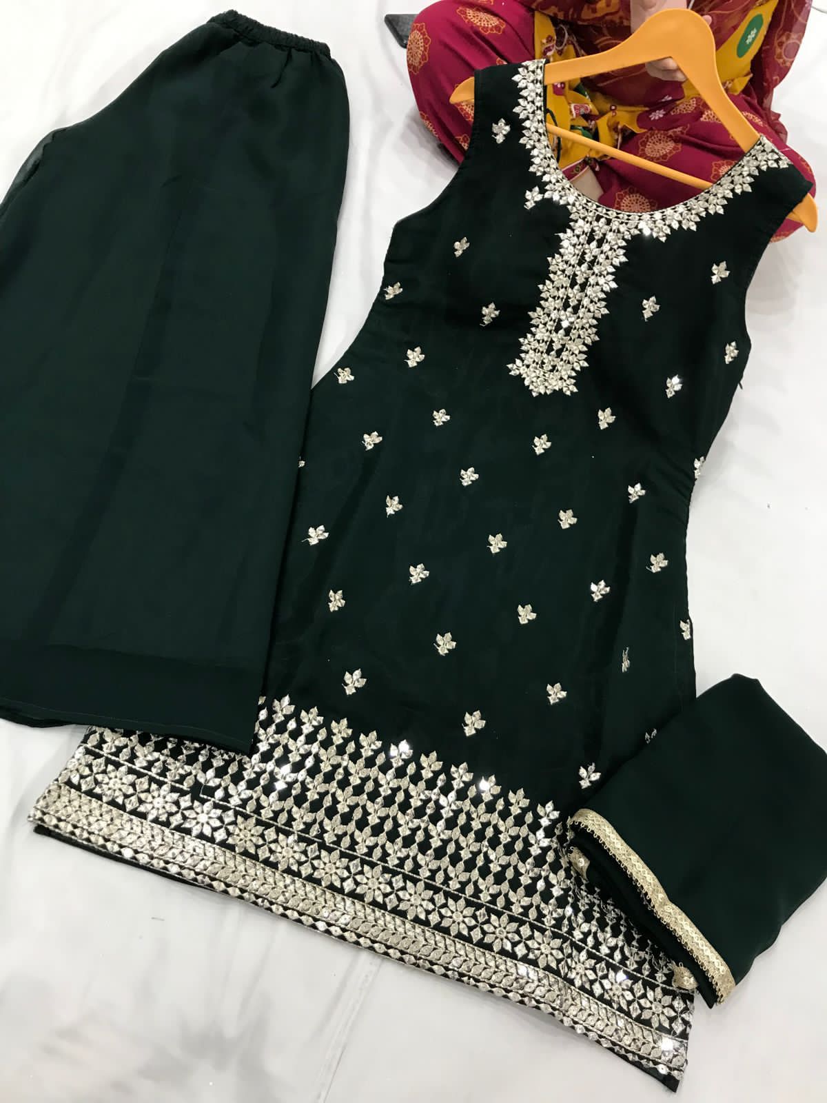 Embroidered Georgette Palazzo Set