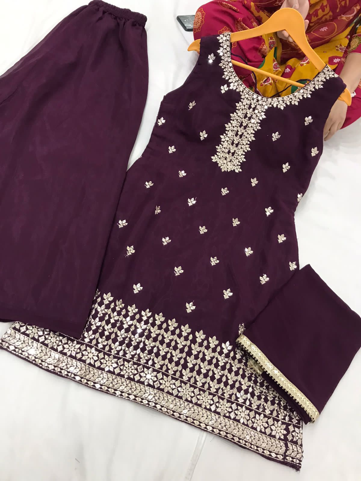 Embroidered Georgette Palazzo Set
