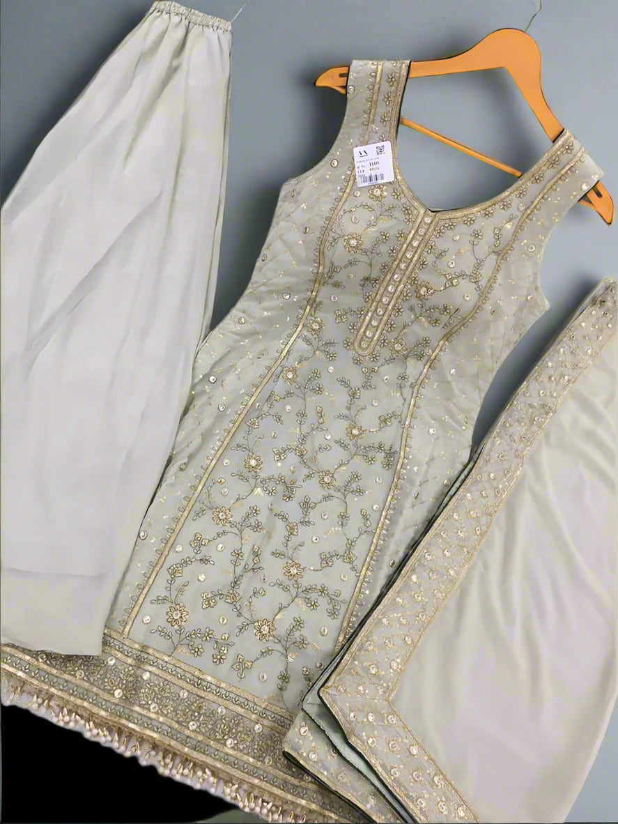 Elegance Redefined: Heavy Georgette Straight Shirt & Palazzo Set