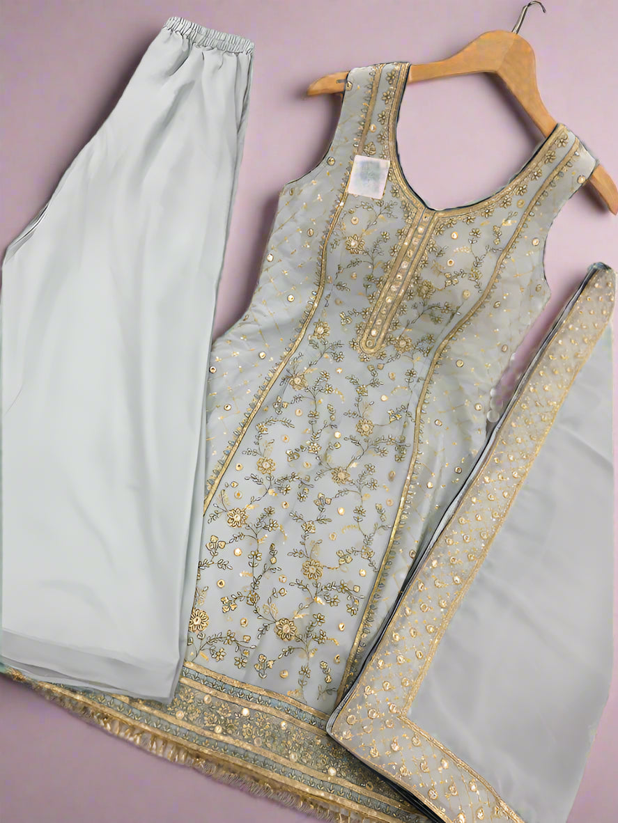 Elegance Redefined: Heavy Georgette Straight Shirt & Palazzo Set