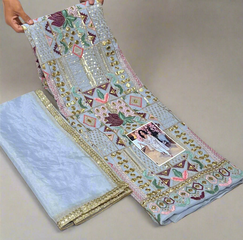 Georgette Suit with Embroidered Top