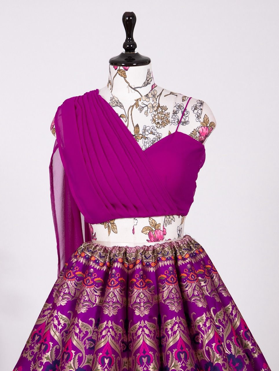 Banarasi Silk Semi-Stitched Lehenga Set