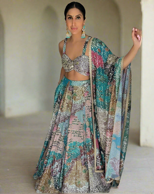 Colorful Sequin Embroidery Lehenga
