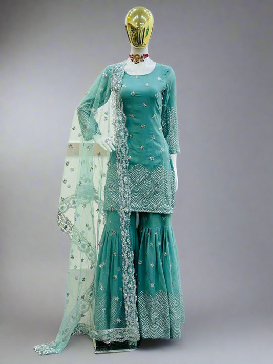 Elegance Redefined: Embroidered Sharara Set