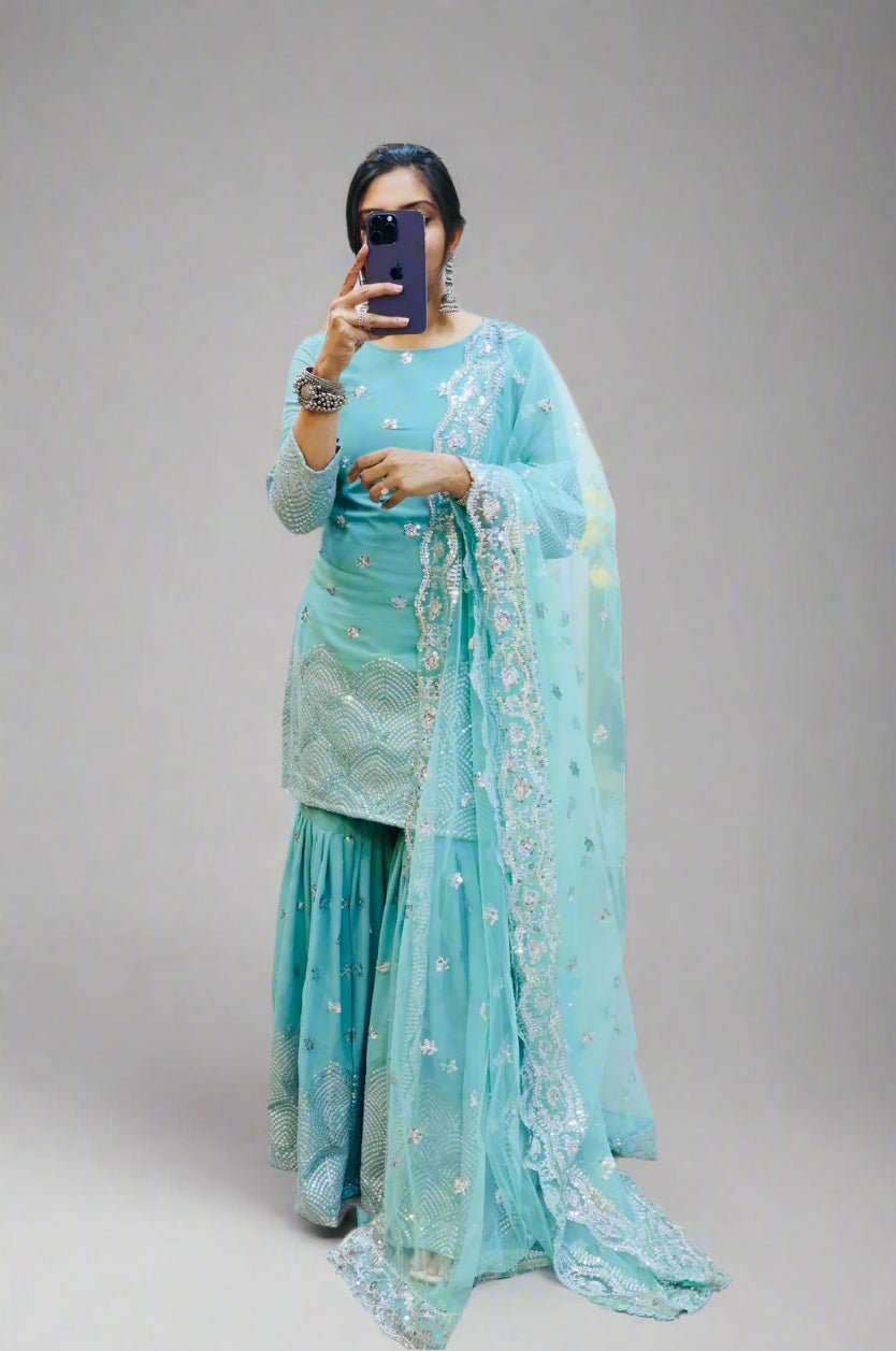 Elegance Redefined: Embroidered Sharara Set