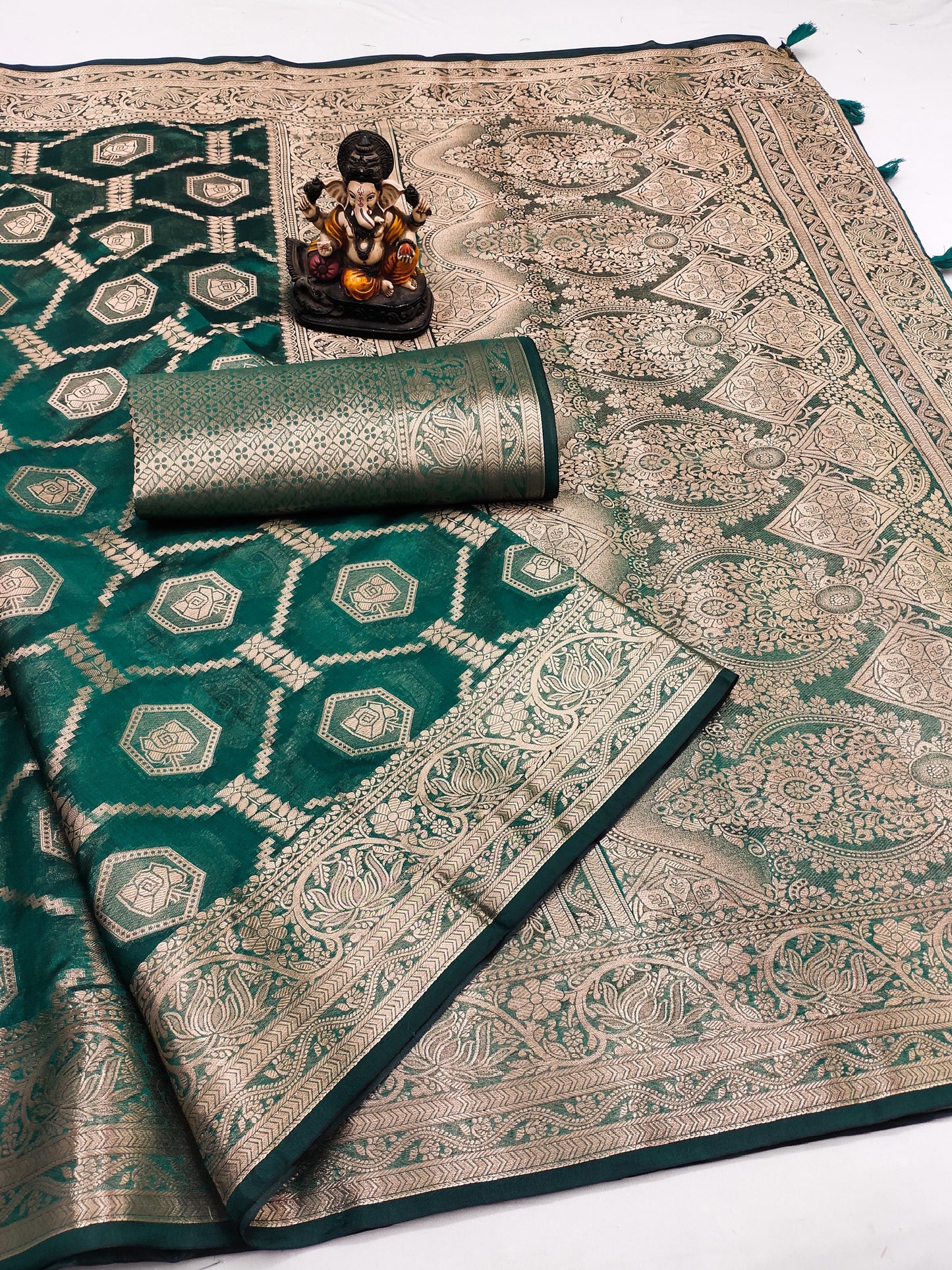 Organza Banarasi Silk Saree (Unstitched)