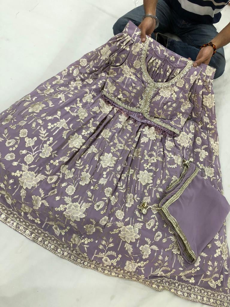 Pastel Lehenga with Zari Florals