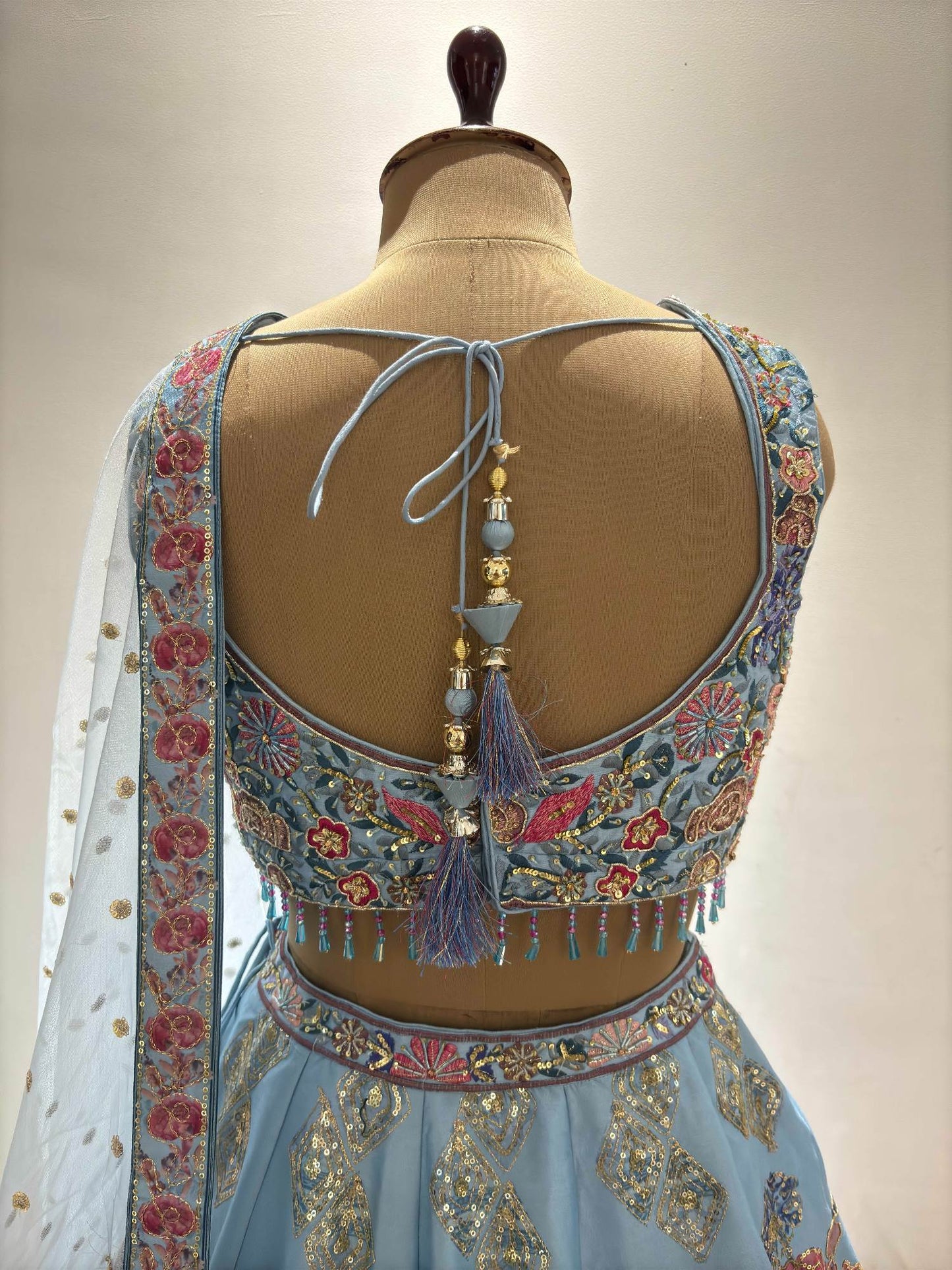 Garden of Starlight – Sky Blue Silk Lehenga Set