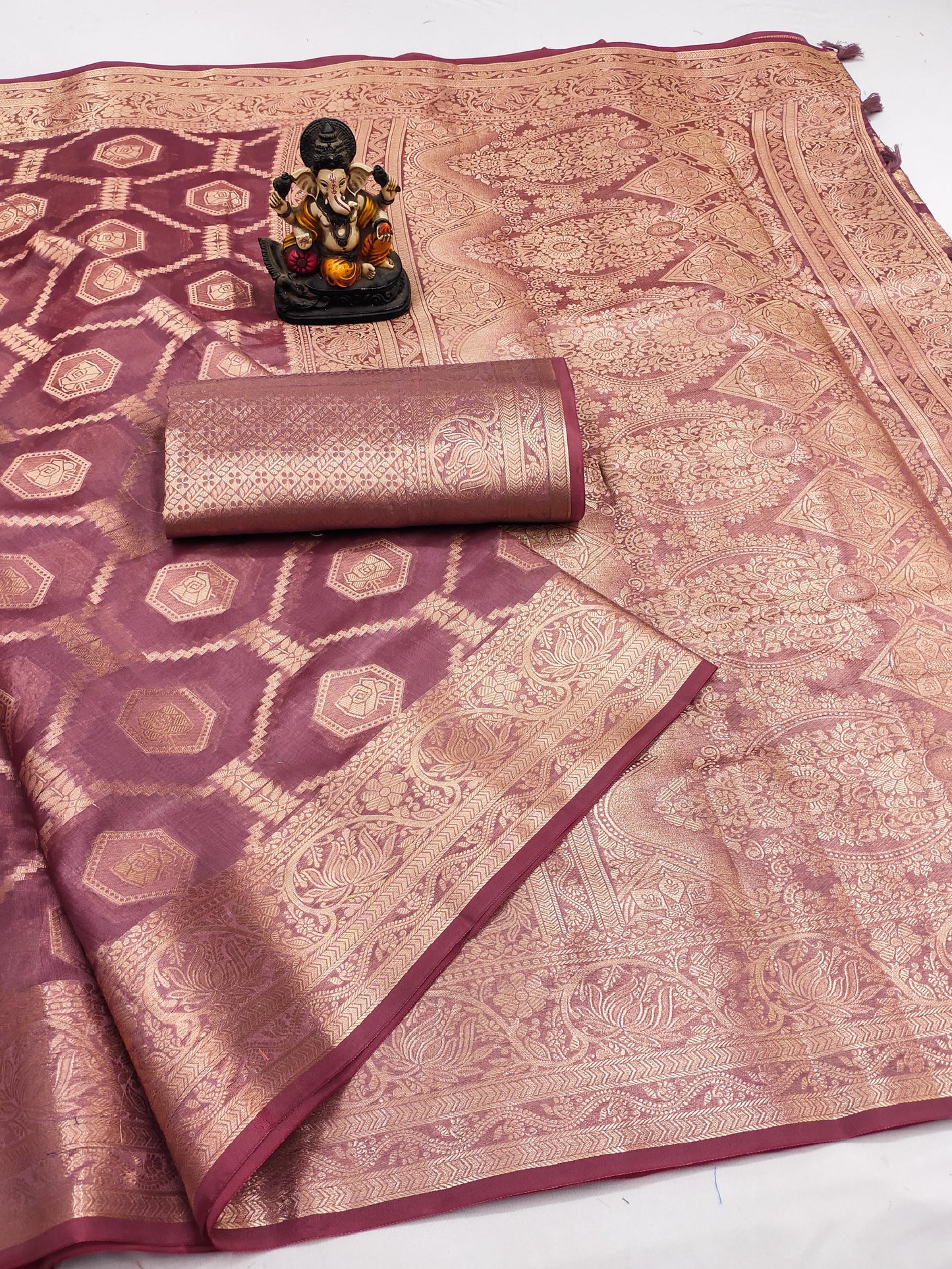 Organza Banarasi Silk Saree (Unstitched)