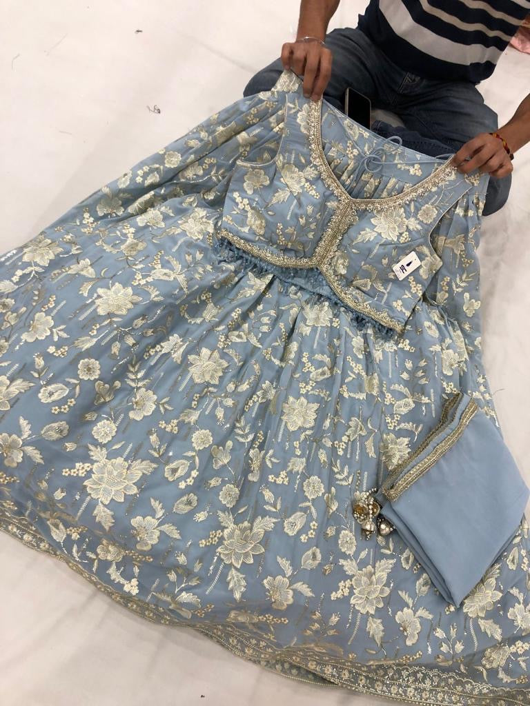 Pastel Lehenga with Zari Florals