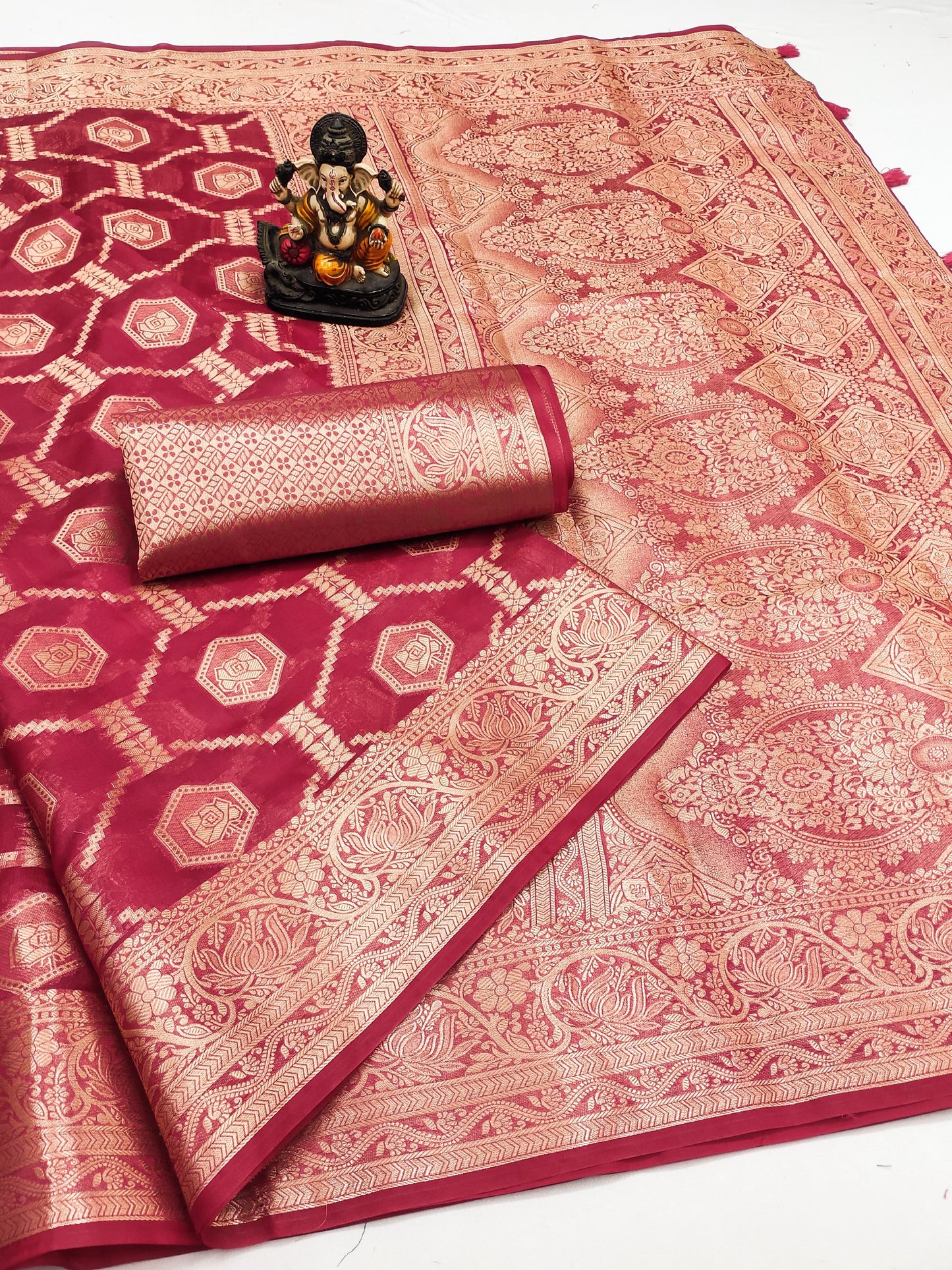 Organza Banarasi Silk Saree (Unstitched)