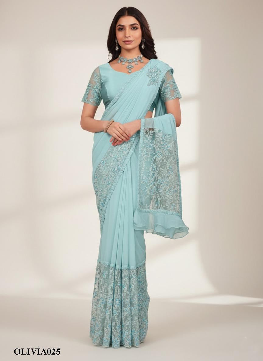 Ruffled Romance Ready-Made Saree