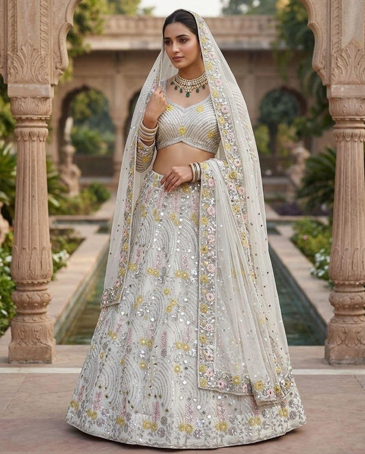 White Diamonds Semi-Stitched Lehenga