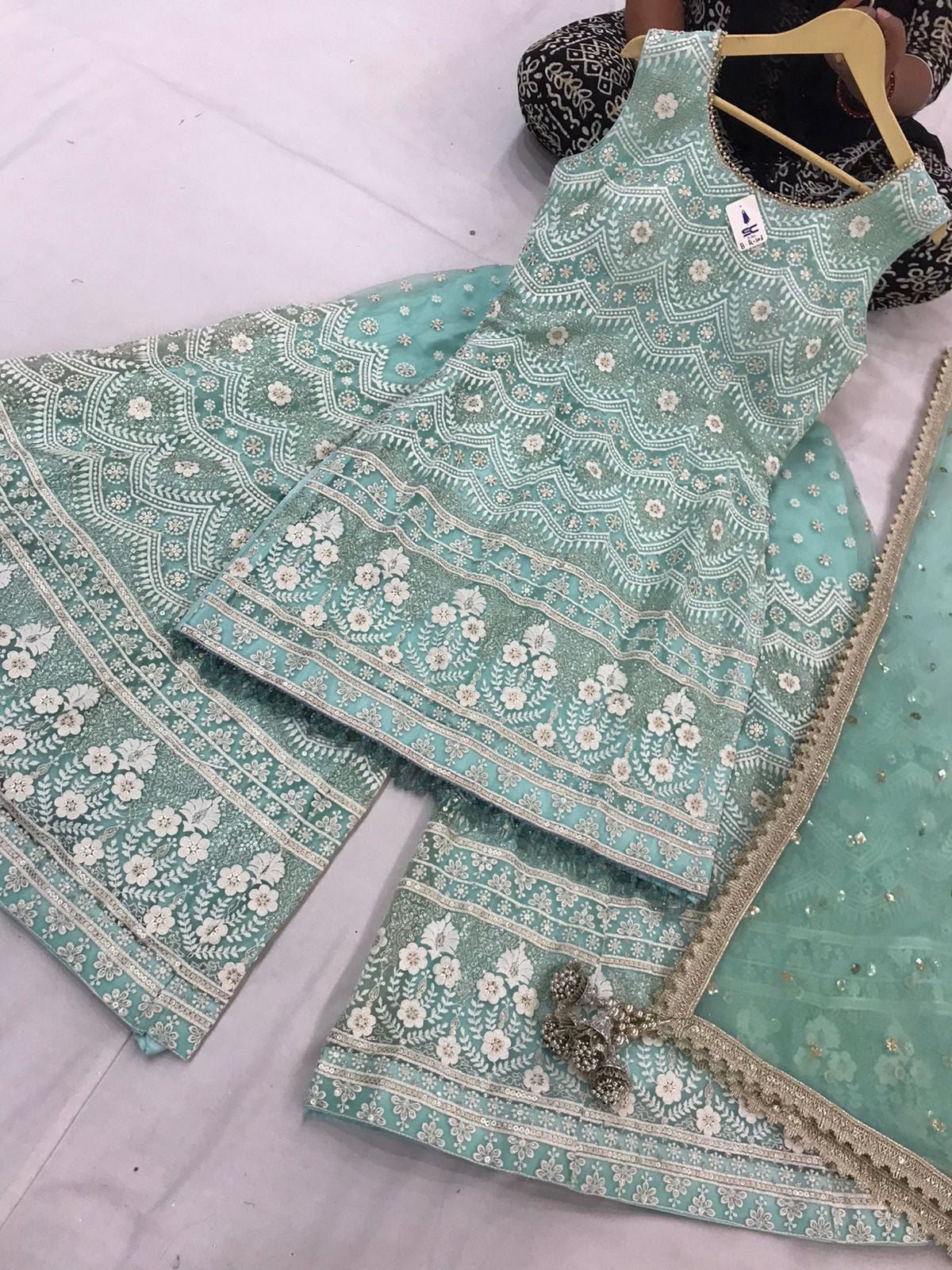 Palazzo Set with White Embroidery
