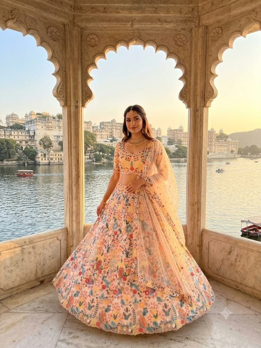 Floral Reverie Semi-Stitched Lehenga