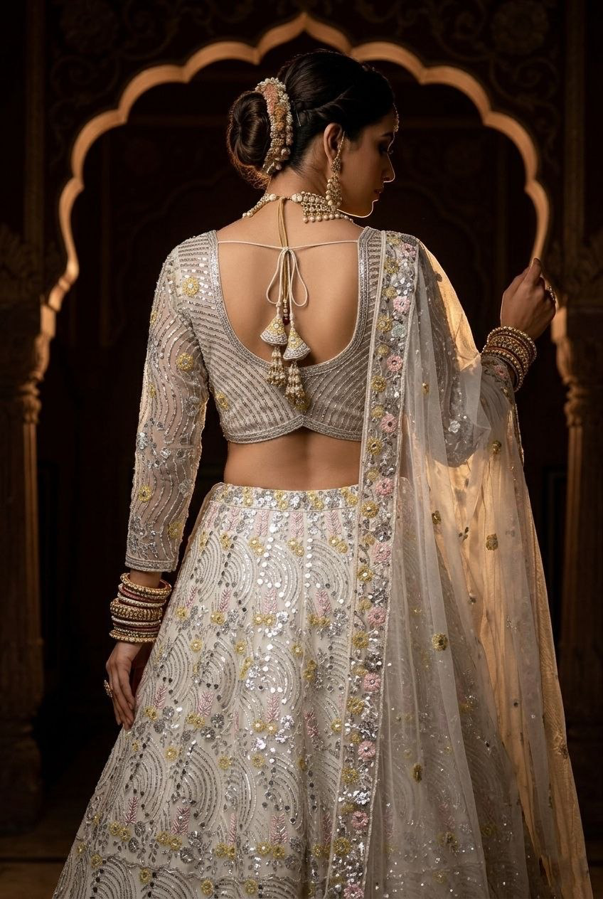 White Diamonds Semi-Stitched Lehenga